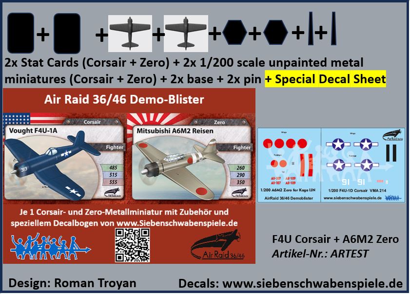 Bild 1 von Demo-Blister Vought Corsair (1x) + A6M2 Zero (1x) + DECALS